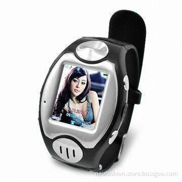 White Wristwatch Mobile Phone, Supports T-Flash Card Up to 32GB Memory, WAP and GPRS